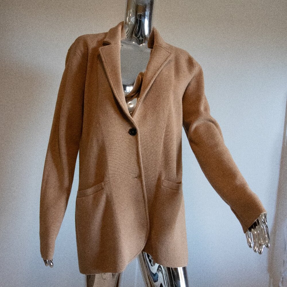 J Crew Tan Sweater Blazer Size L